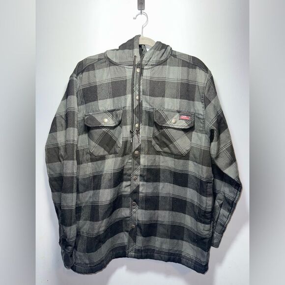 Dickies Plaid Gray Men's  Polyester Jacket Size Large GUC - Picture 1 of 5